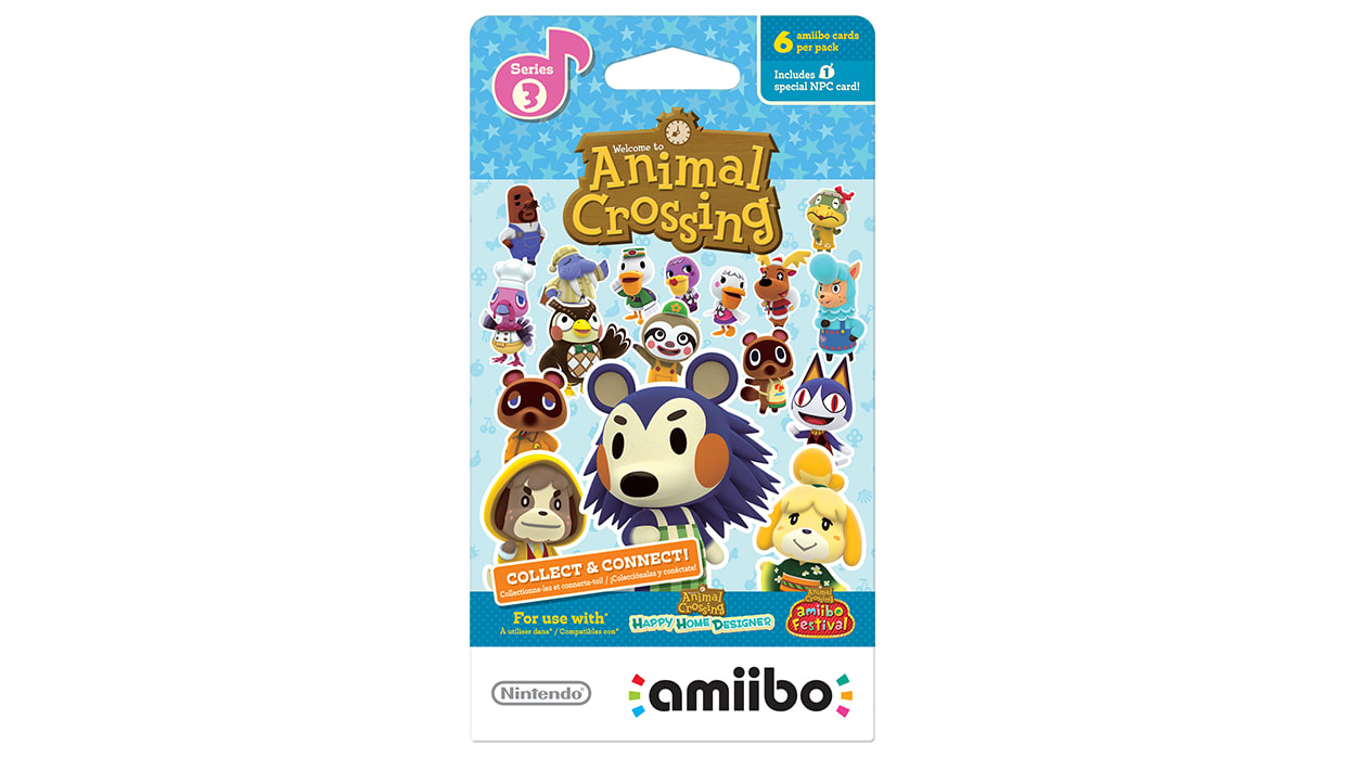 Pack cartes Amiibo NINTENDO 3 cartes Animal Crossing Série 3