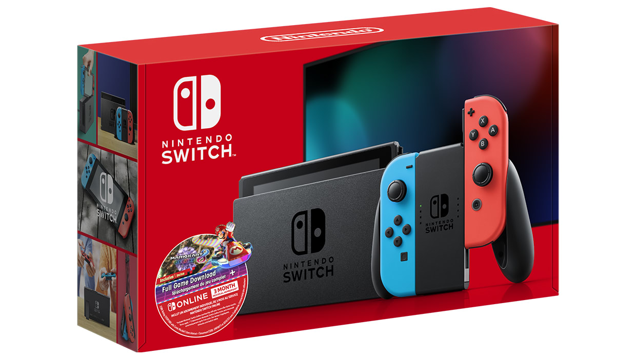 Nintendo Switch Neon Blue/Neon Red Joy-Con + Mario Kart 8 Deluxe (Full Game Download) + 3 Month Nintendo Switch Online Individual Membership 1