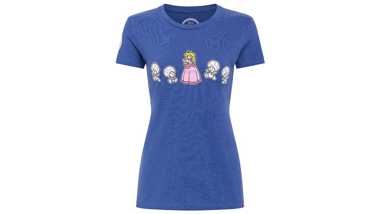 Peach and Toads T-shirt - Royal Blue - M (Women's Cut) 1