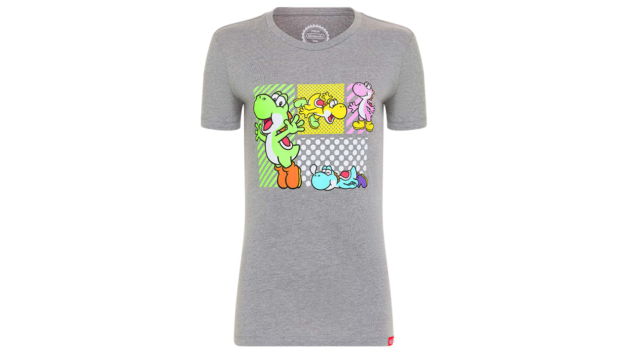 Yoshi Poses T-shirt Heather Gray (Women's Cut) Nintendo