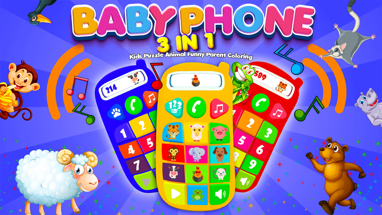 Baby Phone 3 in 1 for Kids,  Puzzle, Animal, Funny, Parent, Coloring 1