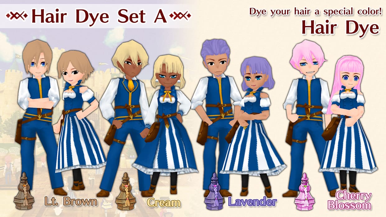 Hair Dye Set A ( Lt. Brown, Lavender, Cream, Cherry Blossom ) 1