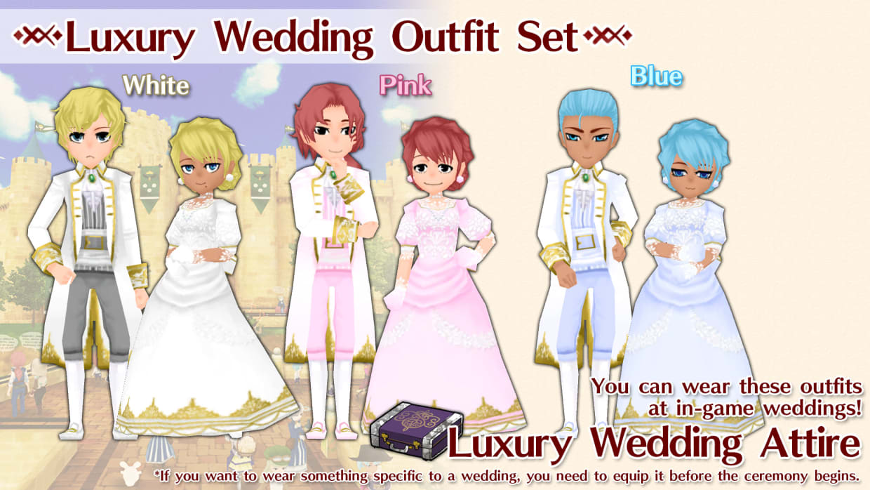 Luxury Wedding Attire Set ( White, Pink, Blue ) 1