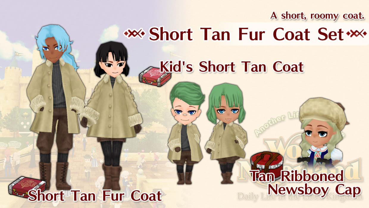 Short Tan Fur Coat Set 1