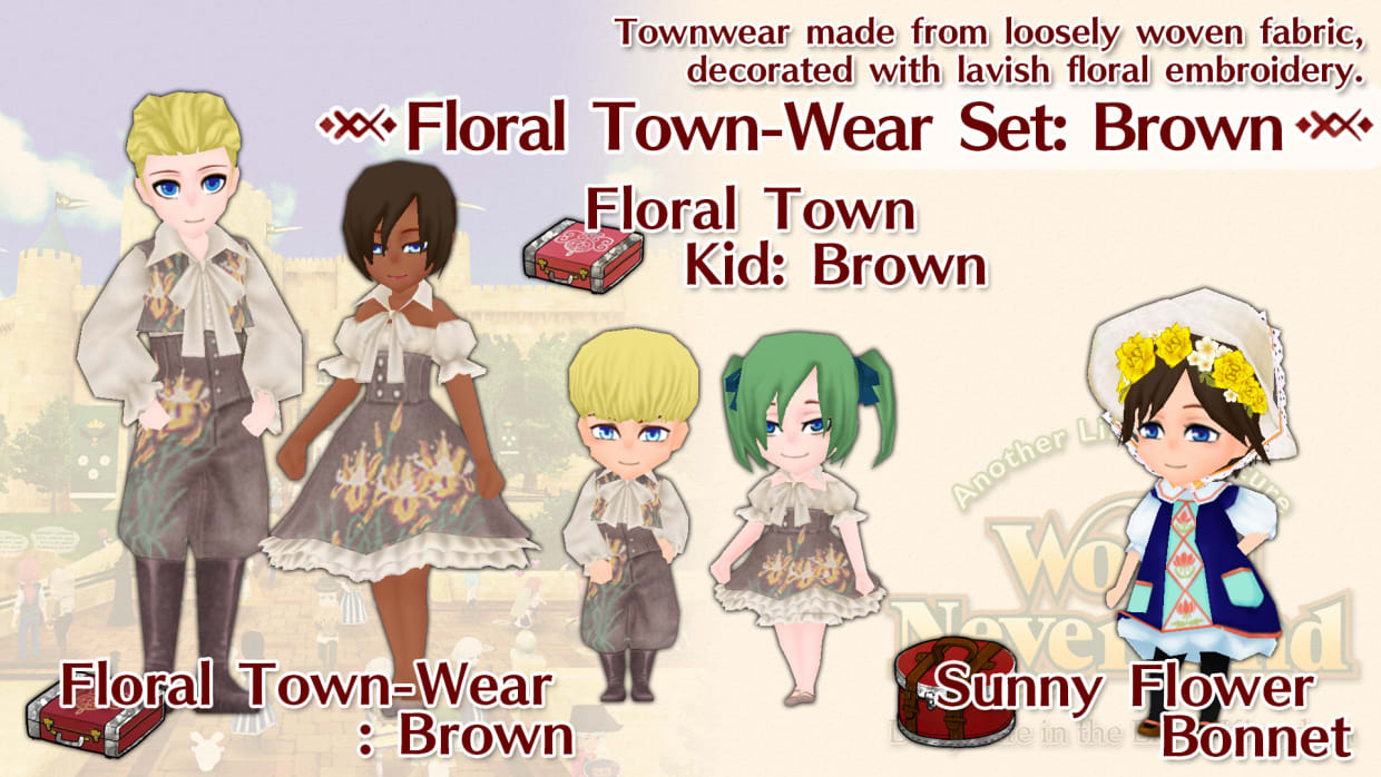 Floral Town-Wear Set: Brown 1