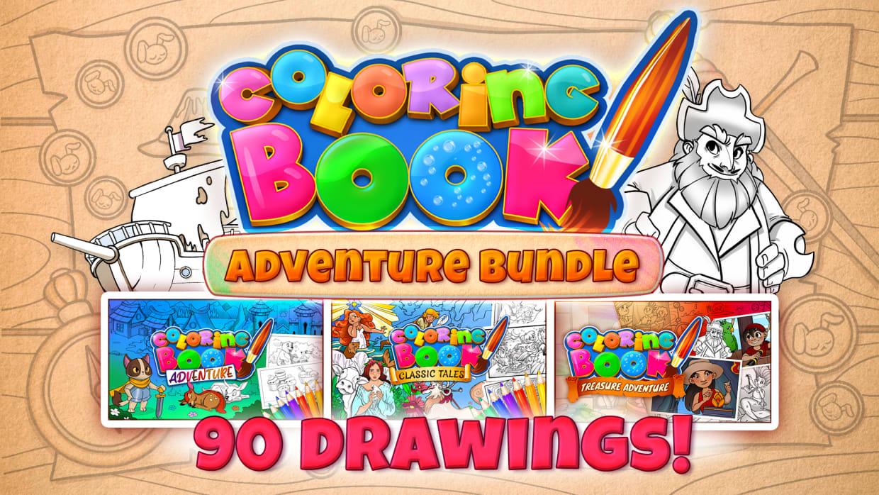 Coloring Book: Adventure Bundle - 90 drawings 1