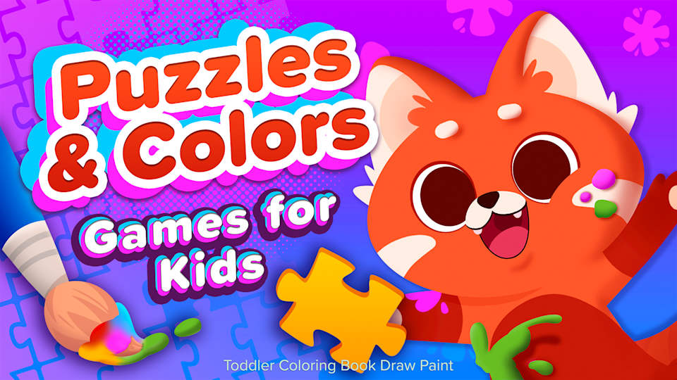 Puzzles & Colors Games for Kids Toddler Coloring Book Draw Paint