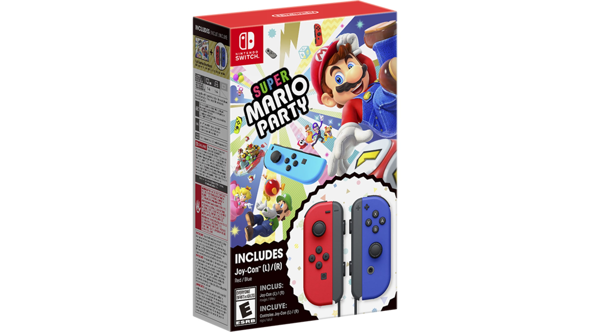 + Super Nintendo - Blue Site Red Joy-Con Official Party bundle Mario &