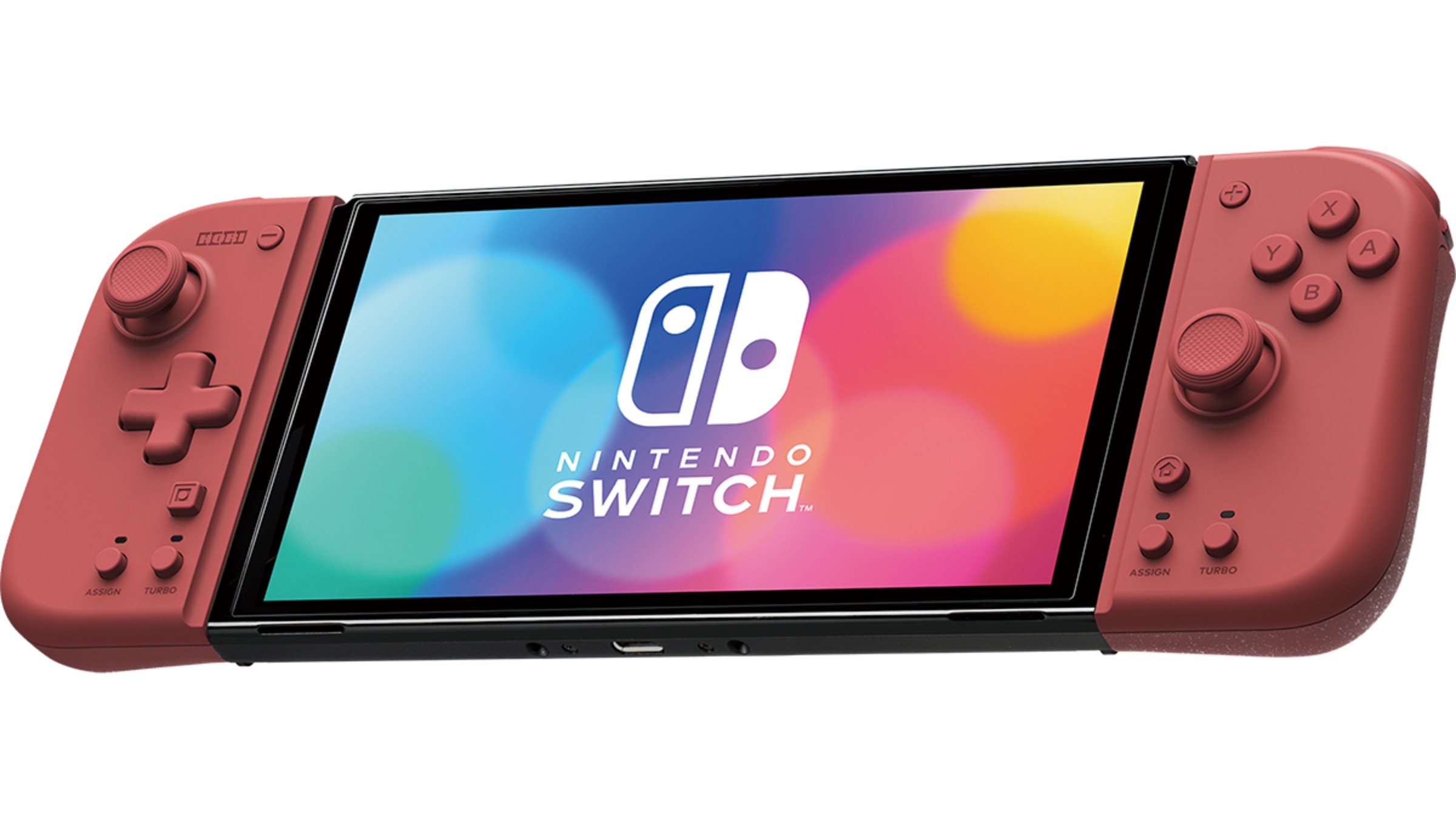 HORI Nintendo Switch and Nintendo Switch OLED Split Pad Compact Video Game  Controller, Apricot Red 