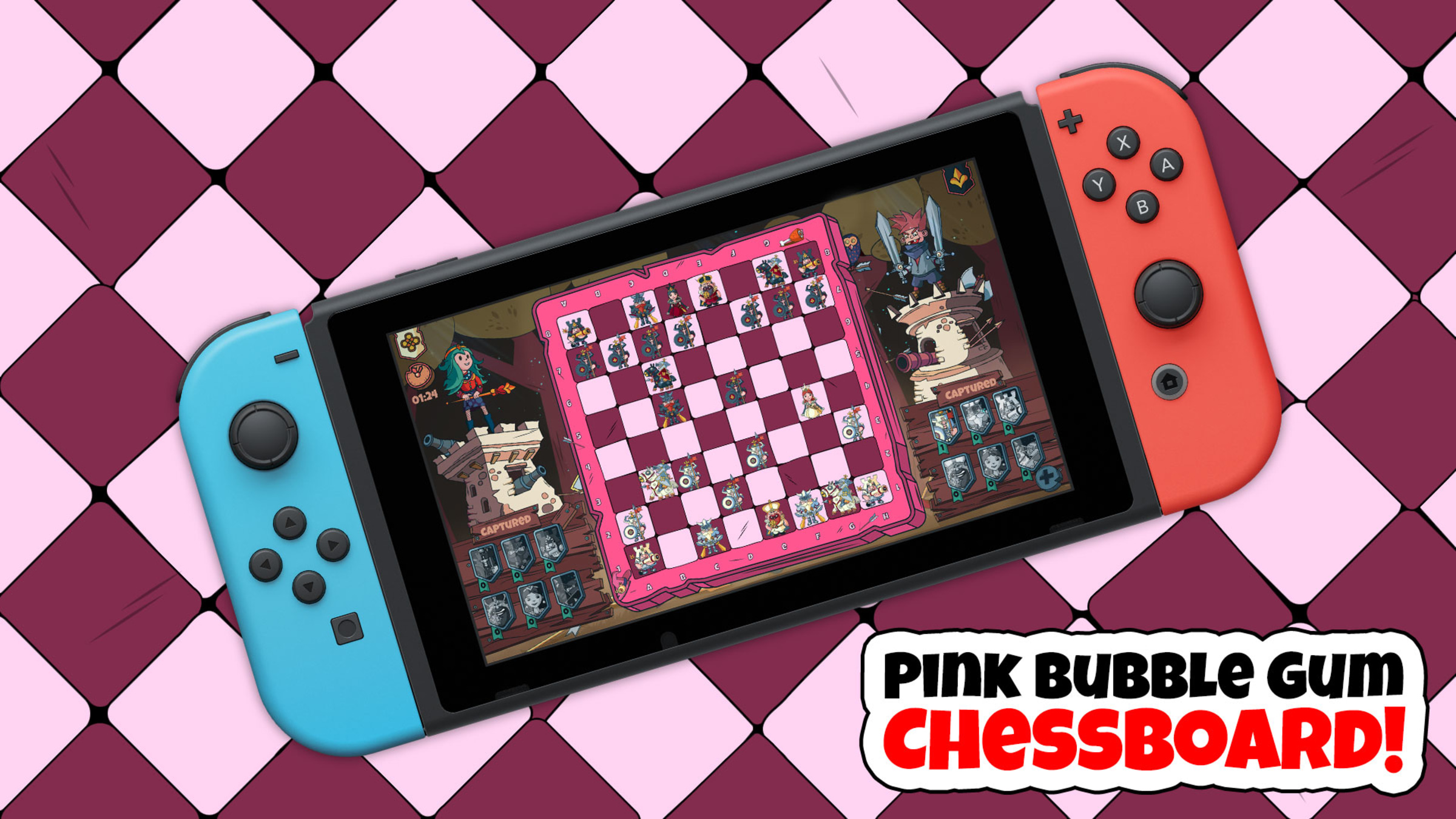 Pink Bubble Gum Chessboard para Nintendo Switch Site Oficial da