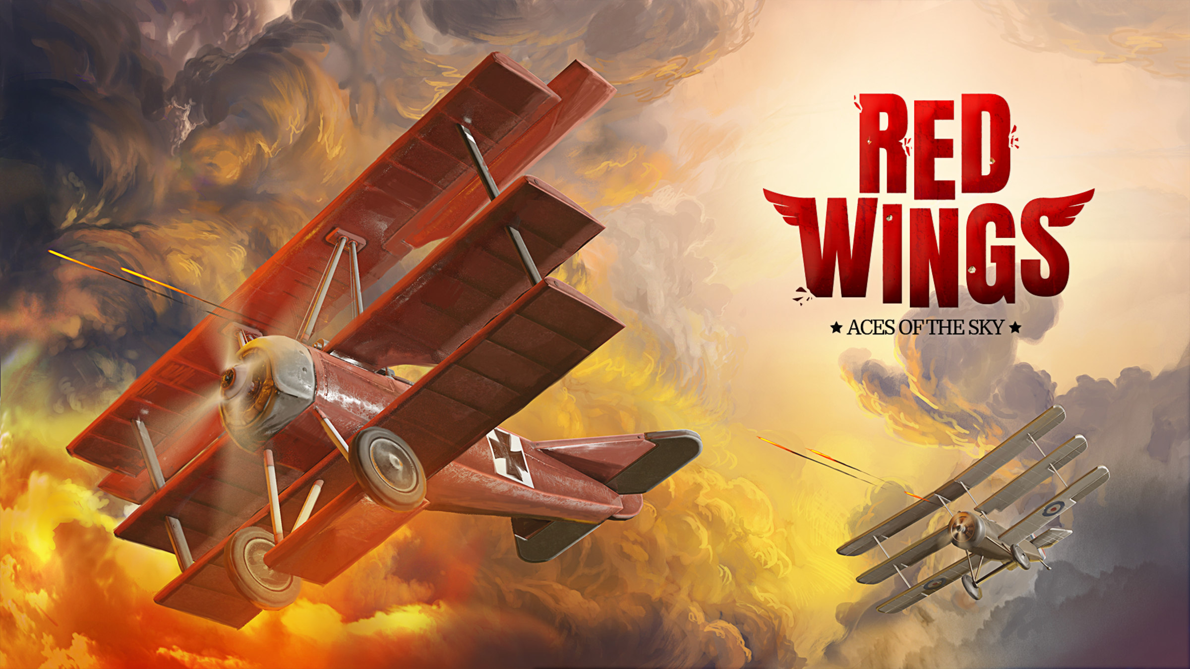 Jogo de tiro arcade com aviões de guerra, Red Wings: American Aces