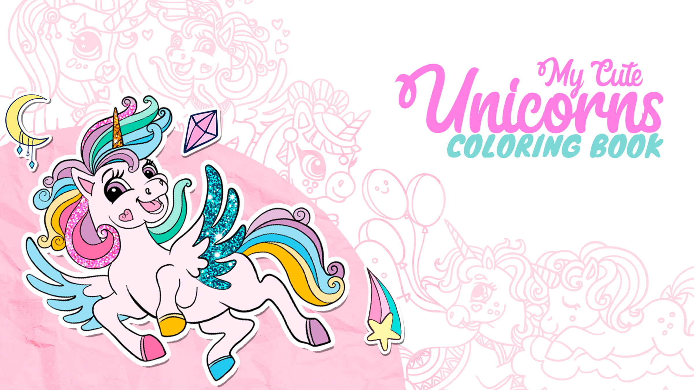 Unicorn Coloring Book For Kids: Beautiful Pink Unicorn Coloring