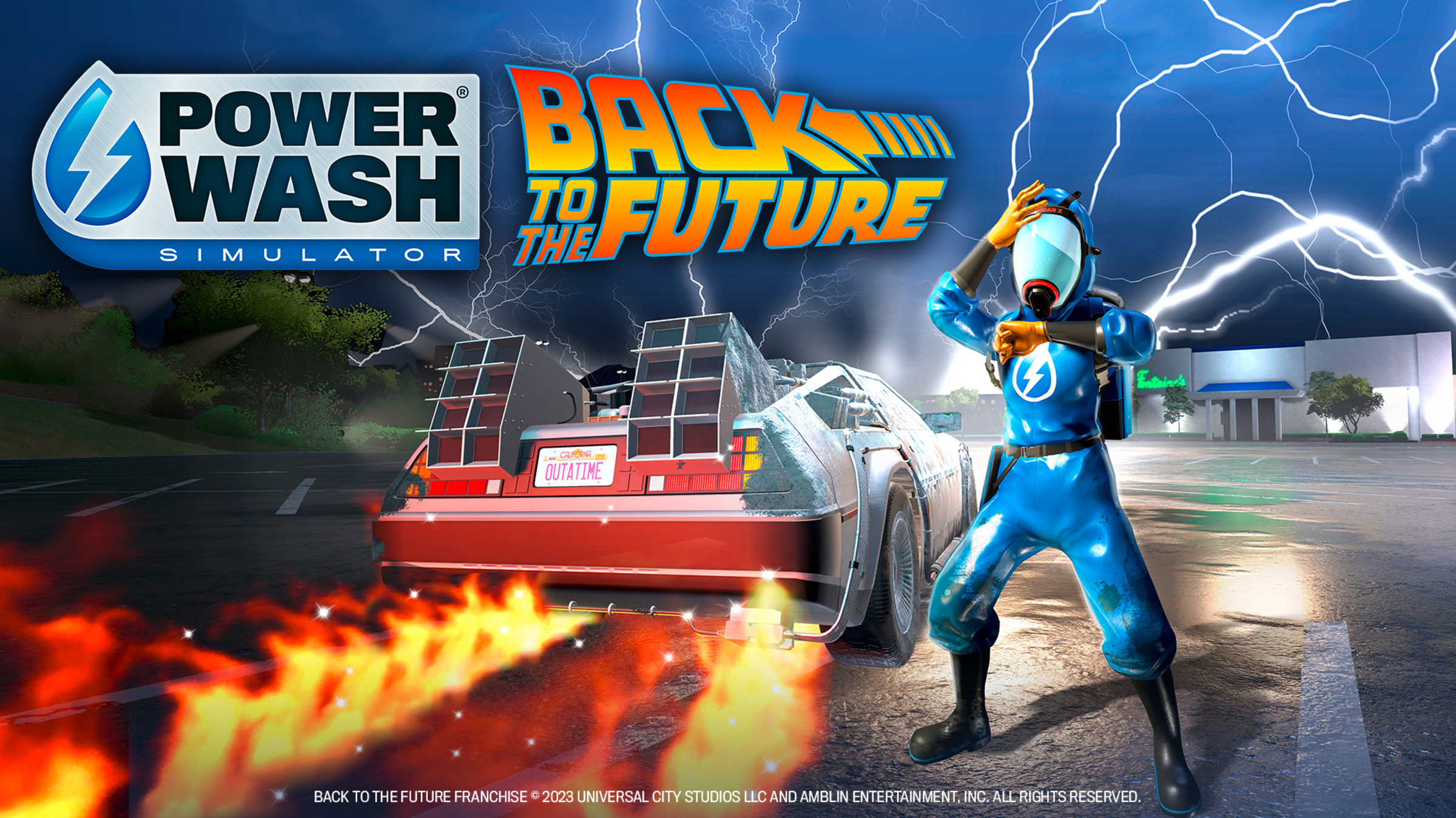 A Sneak Peek at the Cool Animations of the Back to the Future Special Pack  for PowerWash Simulator - Xbox Wire