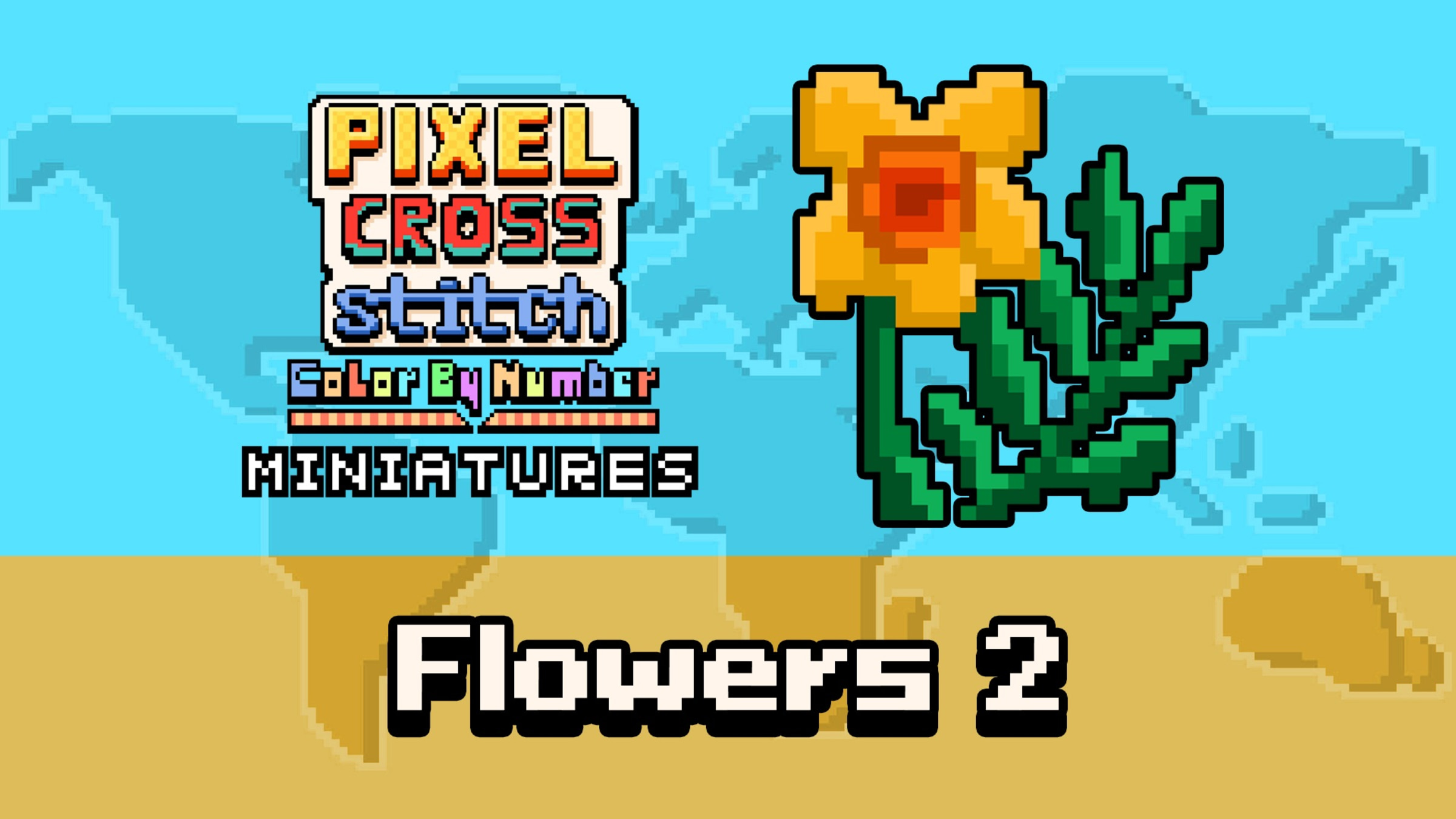 Pixel Cross Stitch Color by Number: Miniatures - Flowers 2 for
