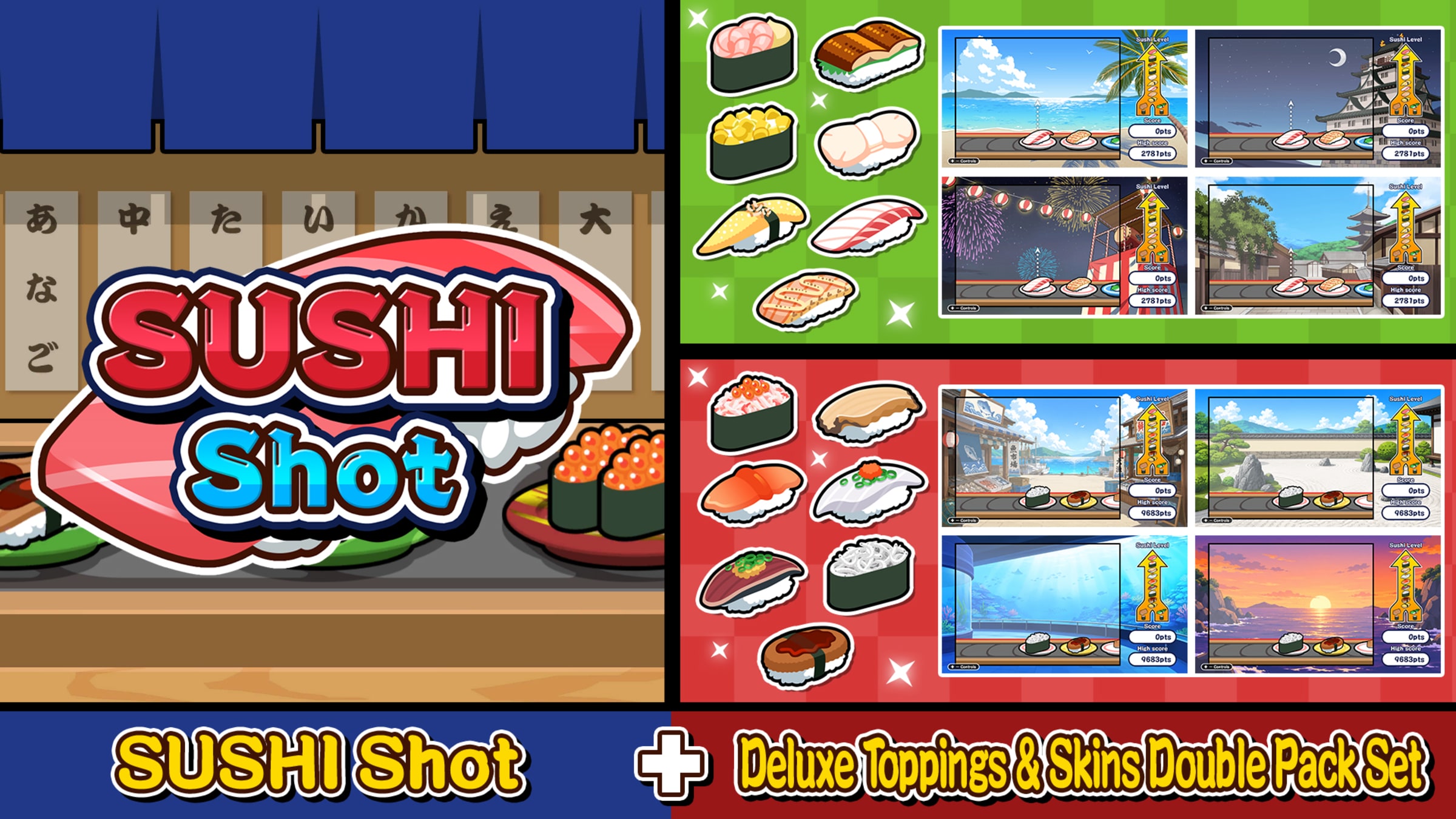 SUSHI Shot + Deluxe Toppings & Skins Double Pack Set for Nintendo ...