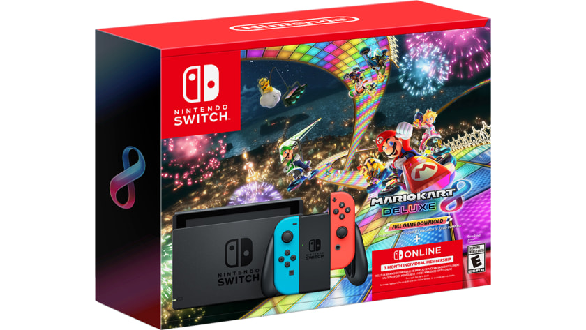 Nintendo Switch Neon Blue/Neon Red Joy-Con + Mario Kart 8 Deluxe (Full Game Download) + 3 Month Nintendo Switch Online Individual Membership