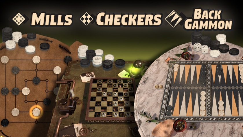 3in1 Game Collection: Backgammon + Checkers + Mills