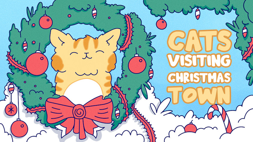 Cats Visiting Christmas Town