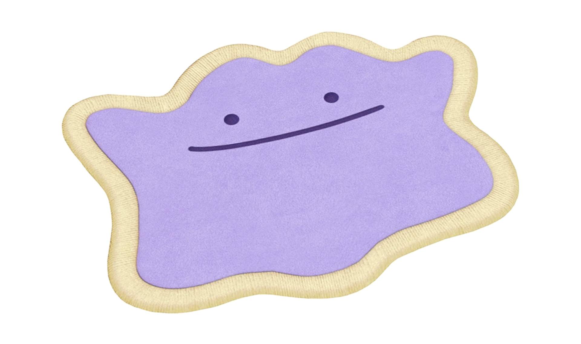 Imagem oficial do bônus Ditto Rug de Pokémon Pokopia (tapete em formato de Ditto)