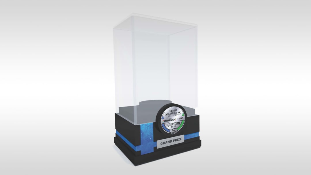 The Grand Prize trophy can hold and display the winning amiibo figure.