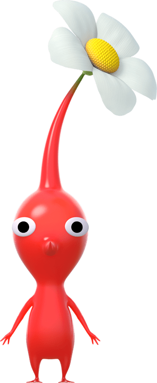 A Red Pikmin peeks in from the left side of the page. Hello there!