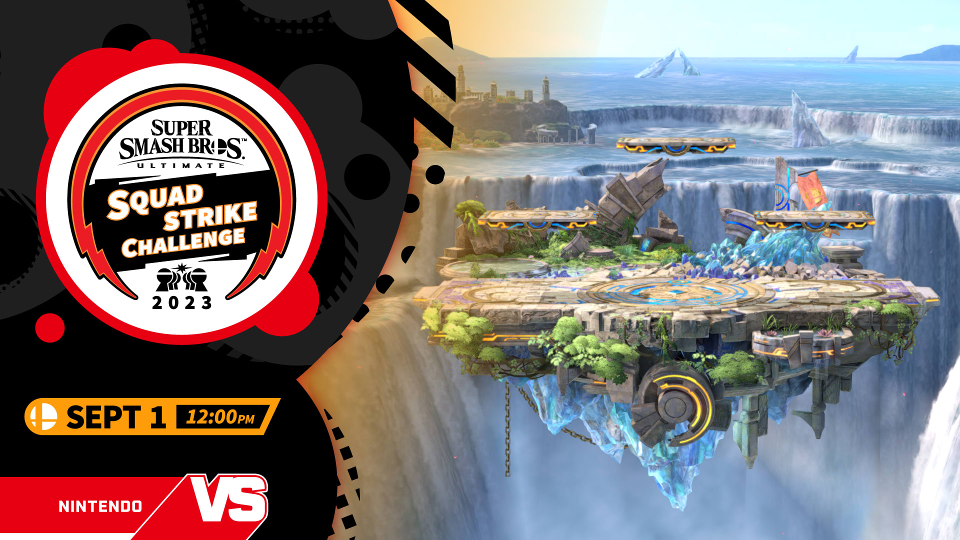 The Battlefield stage from the Super Smash Bros. Ultimate game.
