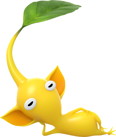 A Yellow Pikmin relaxes.