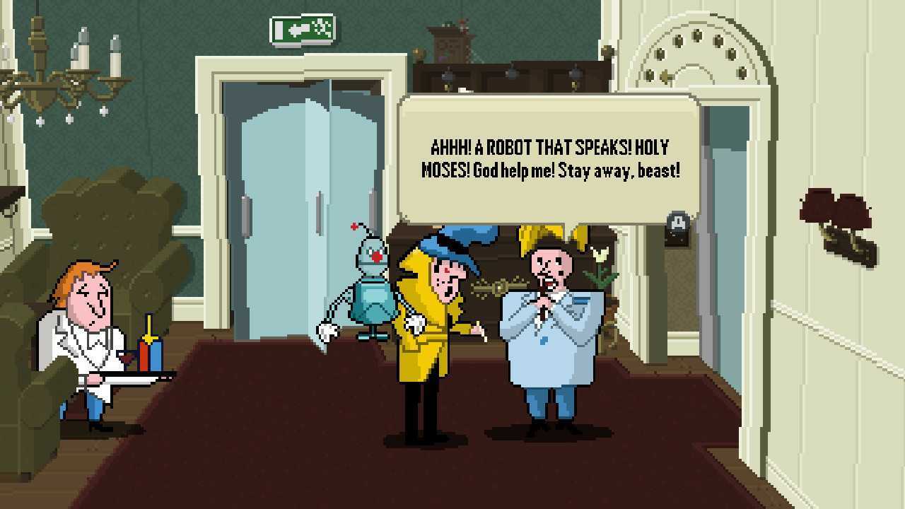 Detective Case and Clown Bot in: Murder in The Hotel Lisbon screenshot 2
