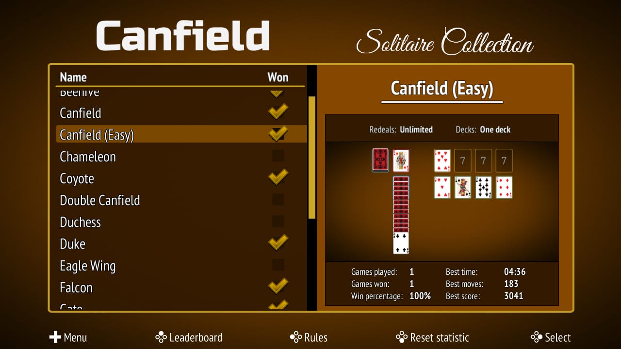 Canfield Solitaire Collection screenshot 1