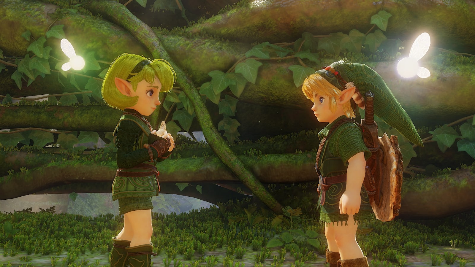 Official Ocarina of Time remake still: Young Link and a Kokiri companion (Nintendo)