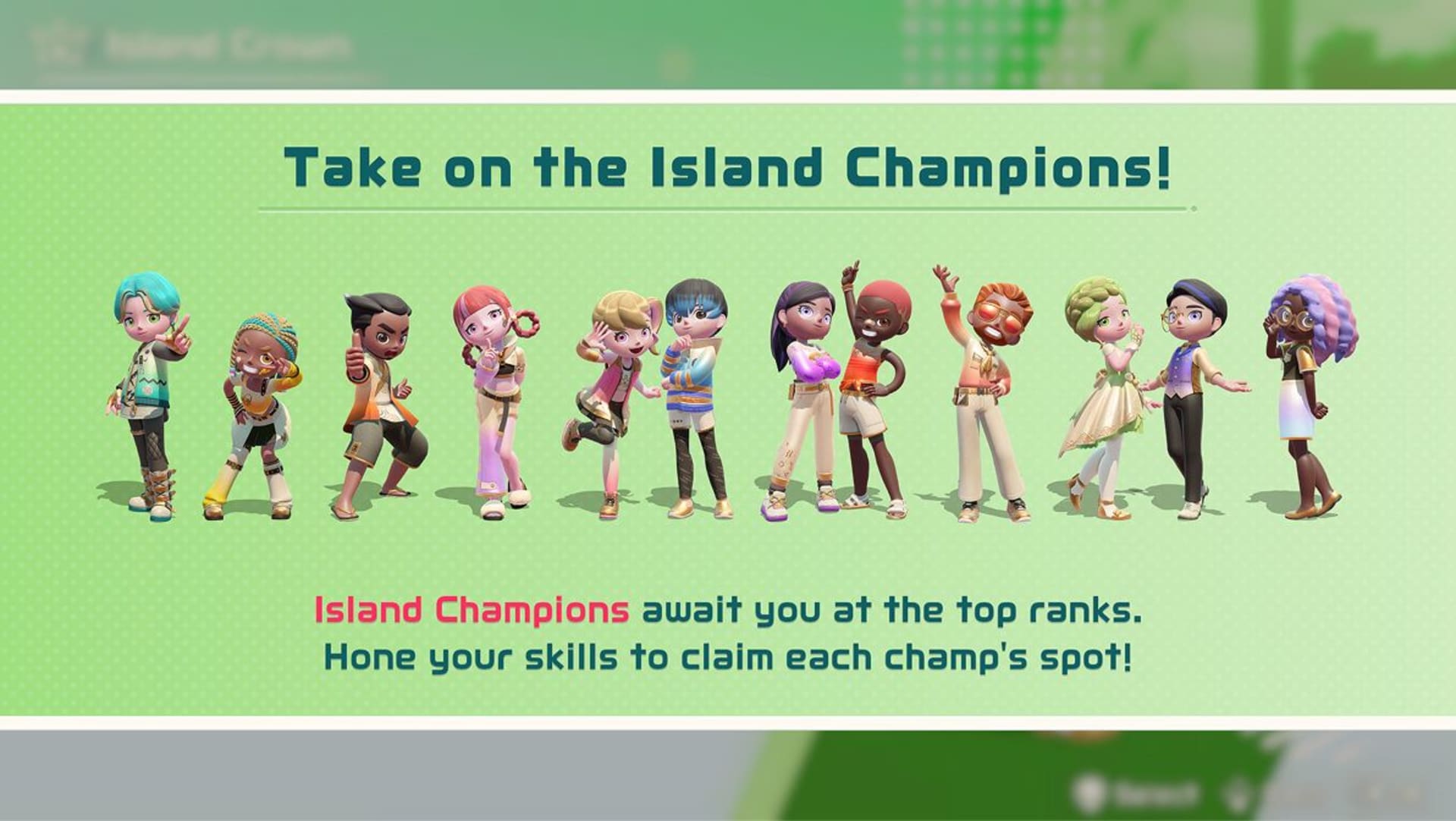 Island Crown mode screenshot in Nintendo Switch Sports Resort