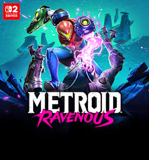Renowned bounty hunter Samus Aran stands over a toppled enemy, draining it of its life force using her Metroid powers.