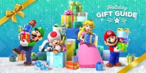 Mushroom Kingdom characters and wrapped gifts