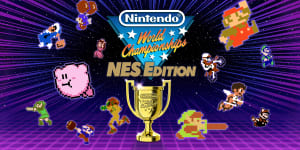 Nintendo World Championships: NES Edition with retro character game art