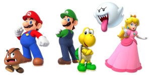 Super Mario protagonists and baddies
