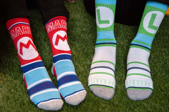 Mario and Luigi Colorblock Socks