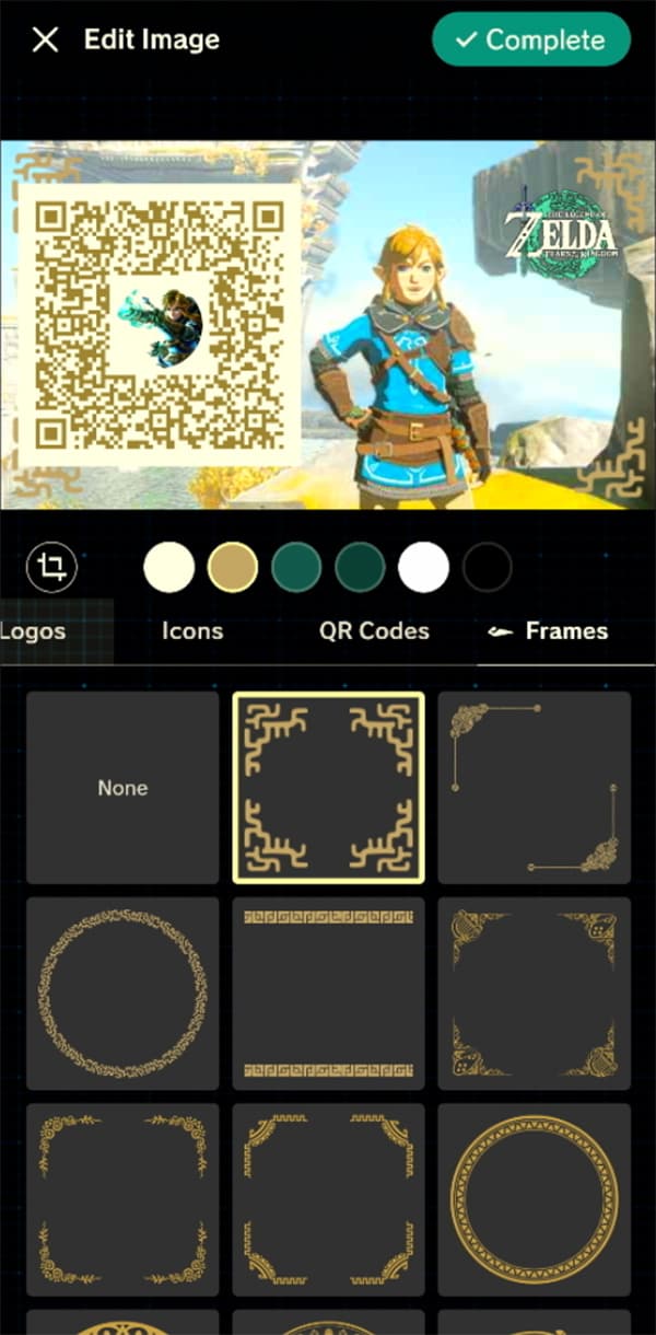 A smart phone screen is shown using the "Photo Studio" feature of the Zelda Notes app. 