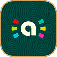 The in-app icon for the "amiibo" feature is shown. It has three bars from a graph. 