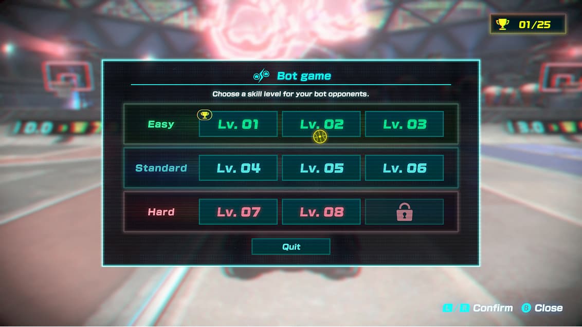 Image of the player choosing difficulty level in the offline mode.