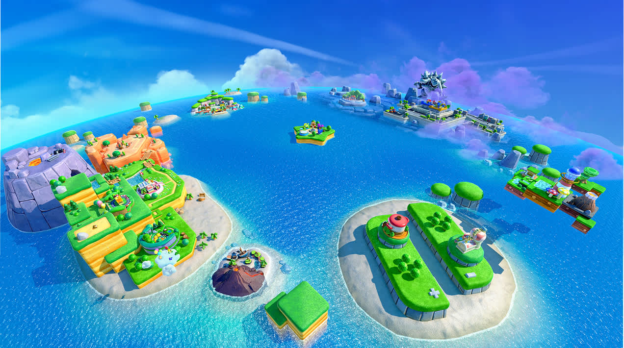 An archipelago where each island represents a game mode in Super Mario Party Jamboree.