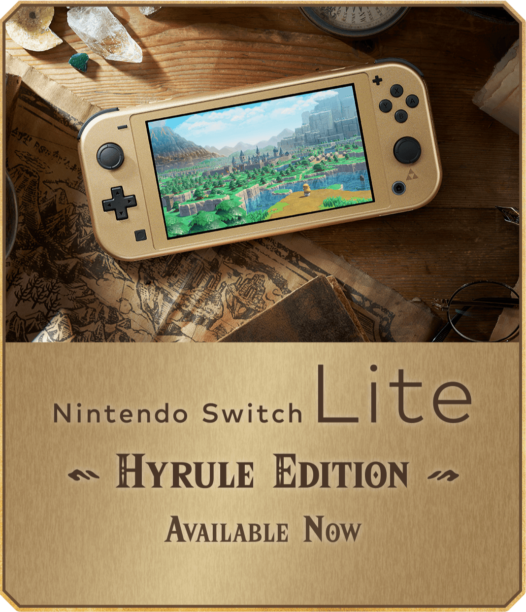 The gold-colored Nintendo Switch Lite: Hyrule Edition.