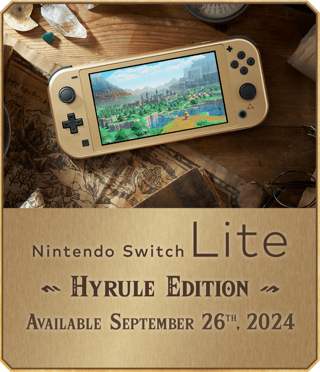 Nintendo Switch Lite, Hyrule Edition. Available September 26th, 2024.