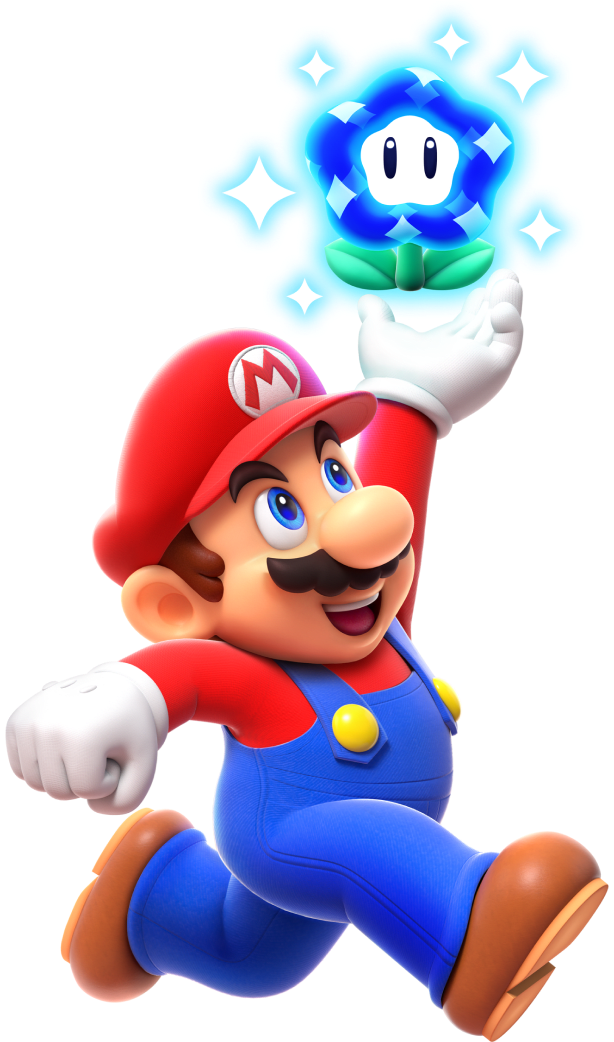 Mario running with a Wonder Flower