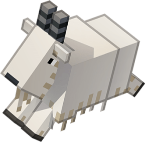 A blocky mountain goat gallops forward.