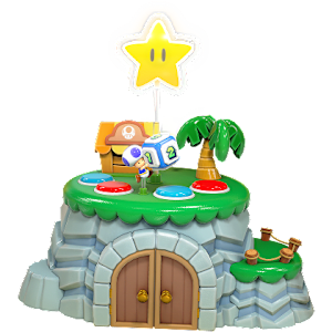 A Star hovers above a small chunk of game board.