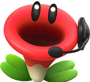 Talking Flower commentates with a very professional looking earpiece and mic.