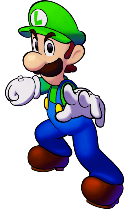 Luigi stands, ready for action. 