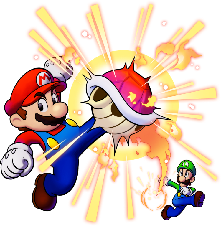 Mario attacking the red shell
