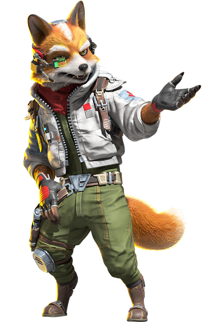 A holographic Fox McCloud pulsates up and down.Star Fox עבור Nintendo Switch 2