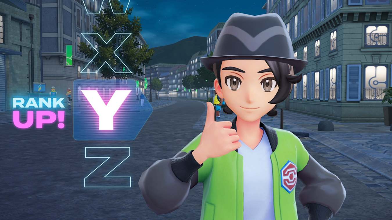 A Trainer ranks up after a battle. 